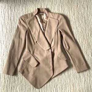 Alexander McQueen Tan Cotton Asymmetrical Blazer